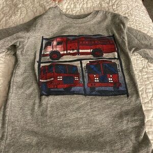 Long sleeve t shirt with fire trucks
